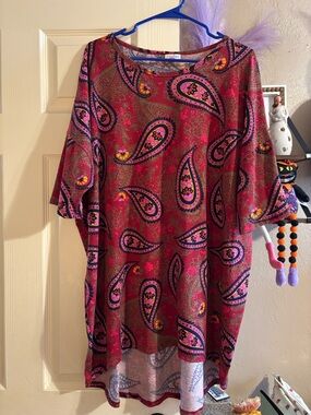 Women's Paisley Print Tunic Top - Raspberry Pink- LulaRoe